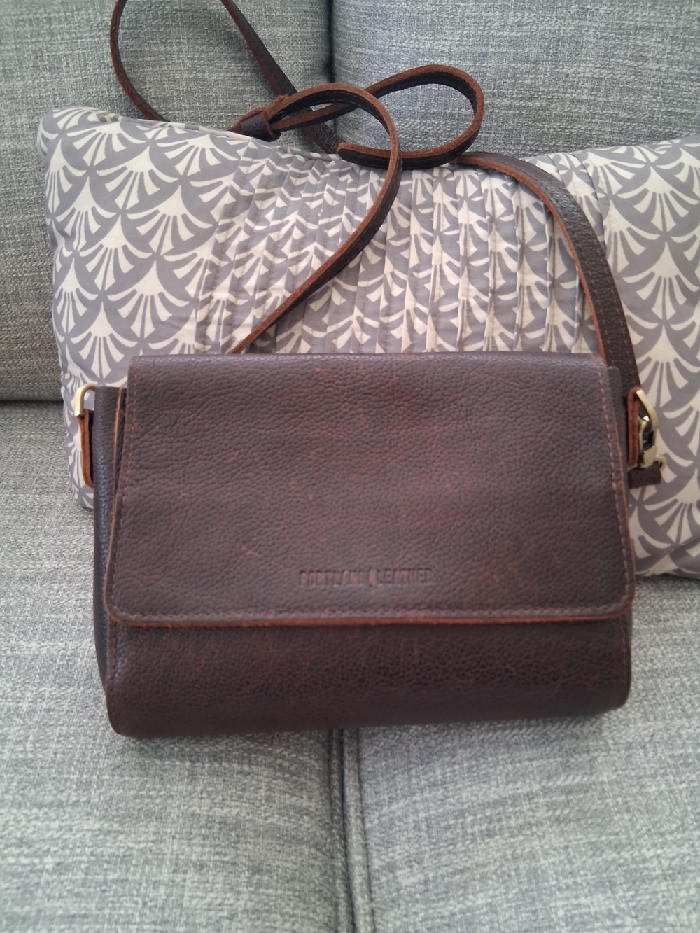 Porland Genuine Leather Brown Crossbody Bag - Classic Unisex  Large